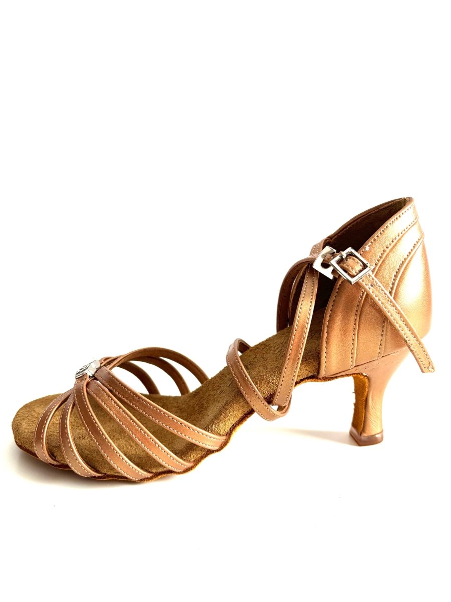 BD Dance Women's Latin Dance Shoes, Tan Leather, Natural Suede Insole, 65 mm/2.5’ heel
