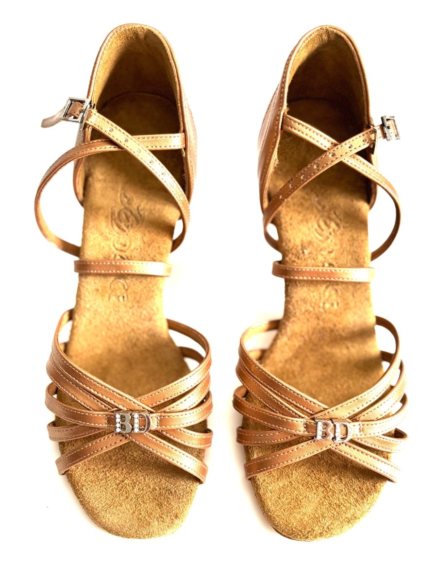 BD Dance Women's Latin Dance Shoes, Tan Leather, Natural Suede Insole, 65 mm/2.5’ heel