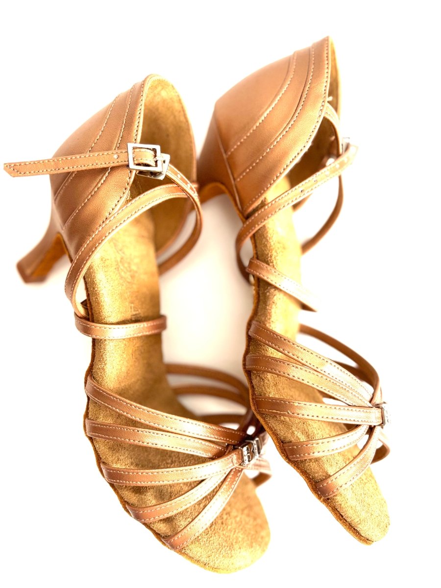 BD Dance Women's Latin Dance Shoes, Tan Leather, Natural Suede Insole, 65 mm/2.5’ heel