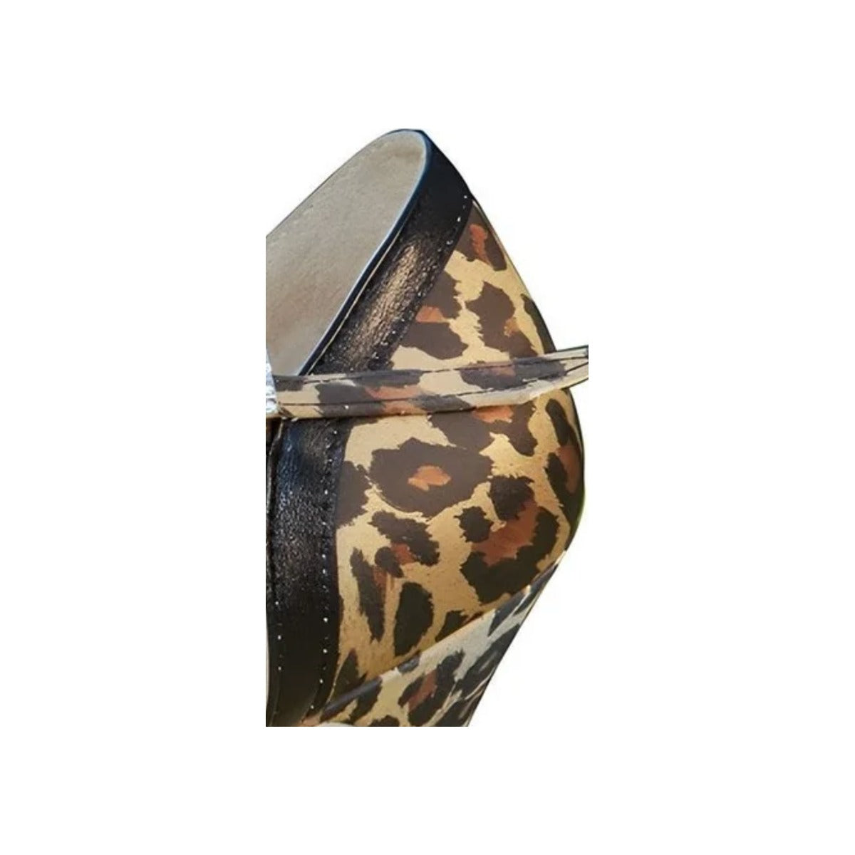 Leopard Satin & Black Leather