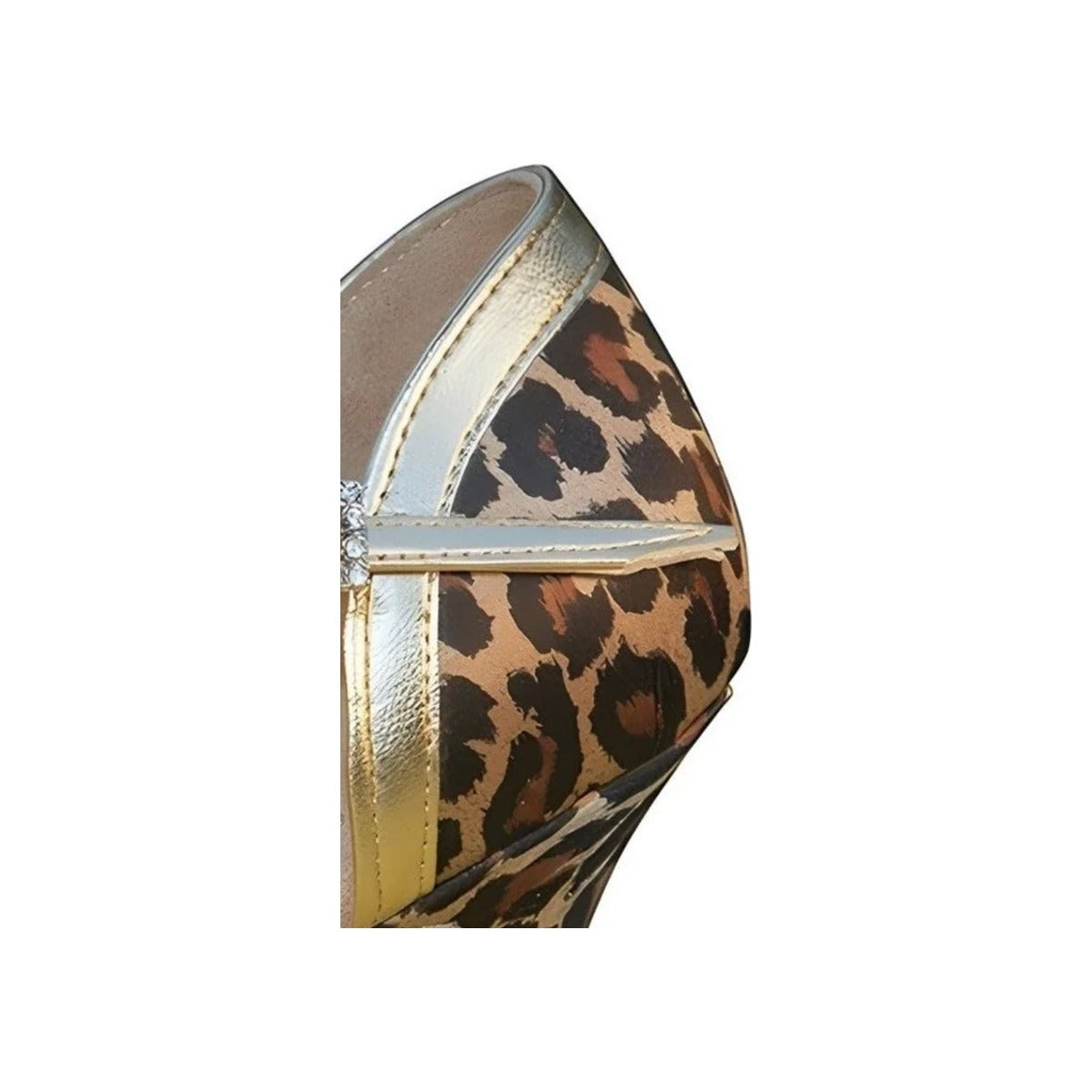 Leopard Satin & Gold Leather