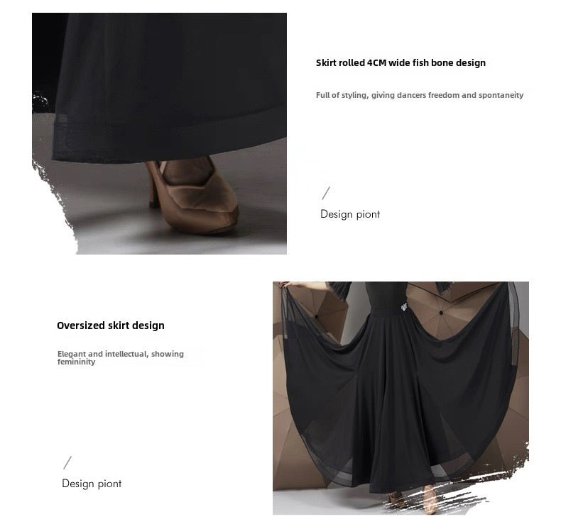 LS-03249 Long Black Practice Skirt – Samba, Tango, Waltz | Wedance