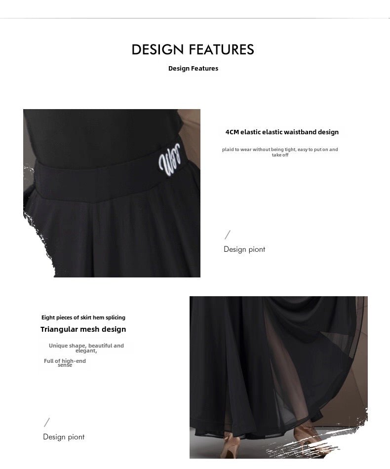 LS-03249 Long Black Practice Skirt – Samba, Tango, Waltz | Wedance
