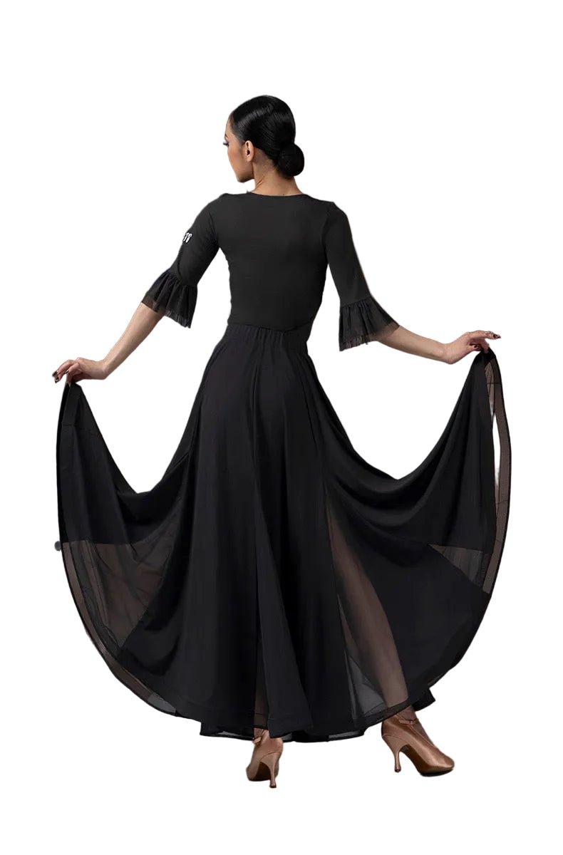 LS - 03249 Long Black Ballroom Practice Skirt for Women, Samba, Tango, Walz - Wedance - Wedance
