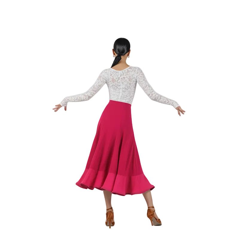 LS - 03258R Long Black Ballroom Practice Skirt for Women, Layered ruffles - Wedance - Wedance