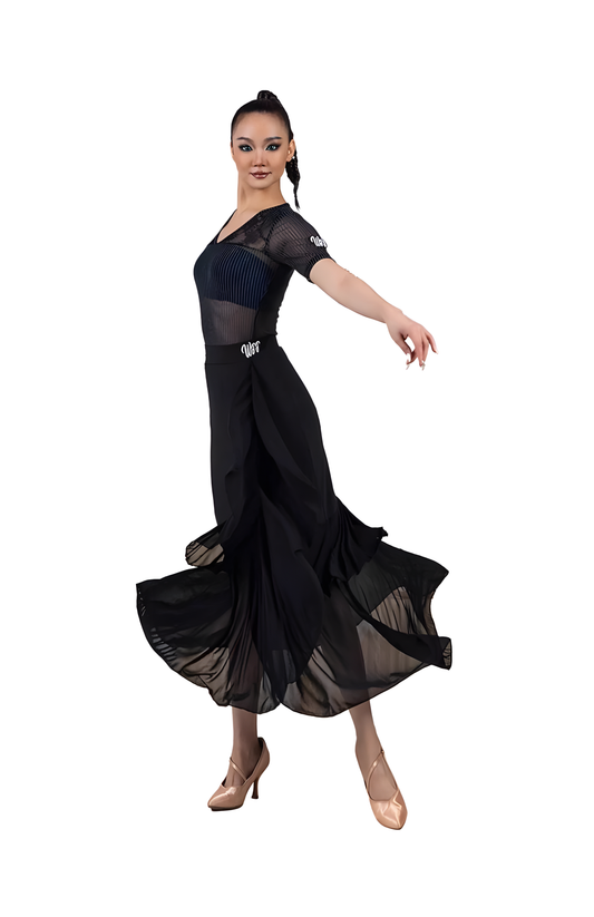 LS-03278 Long Black Ballroom Practice Skirt for Women – Standard Dance Practice upscaled