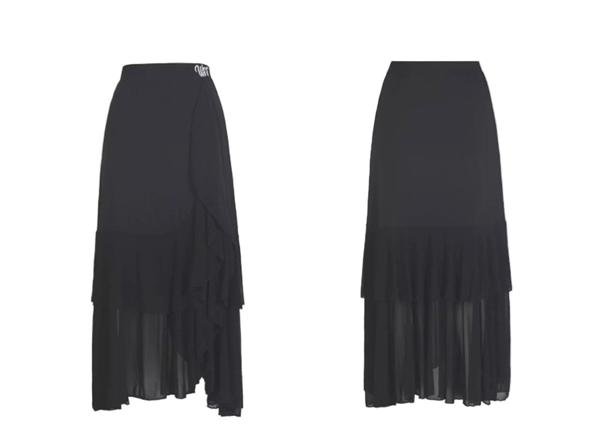LS - 03278 Long Black Ballroom Practice Skirt for Women – Standard Dance Practice - Wedance - Wedance
