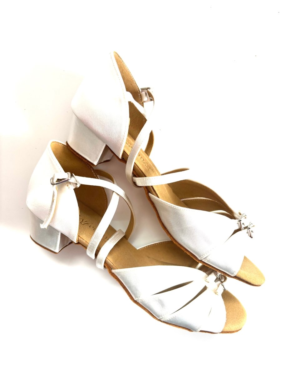 White Tan Satin Girl or Women Dance Shoes