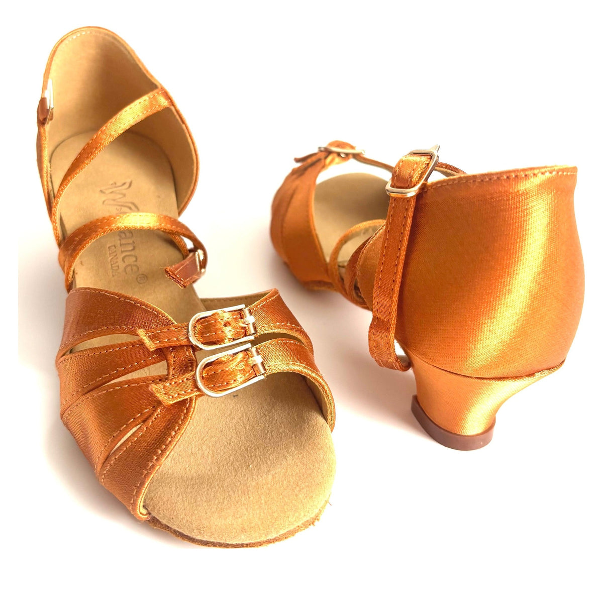 Mia – Women's Latin Dance Shoes — Dark Tan Satin