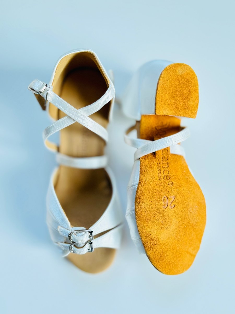 Mia white satin Latin dance shoes