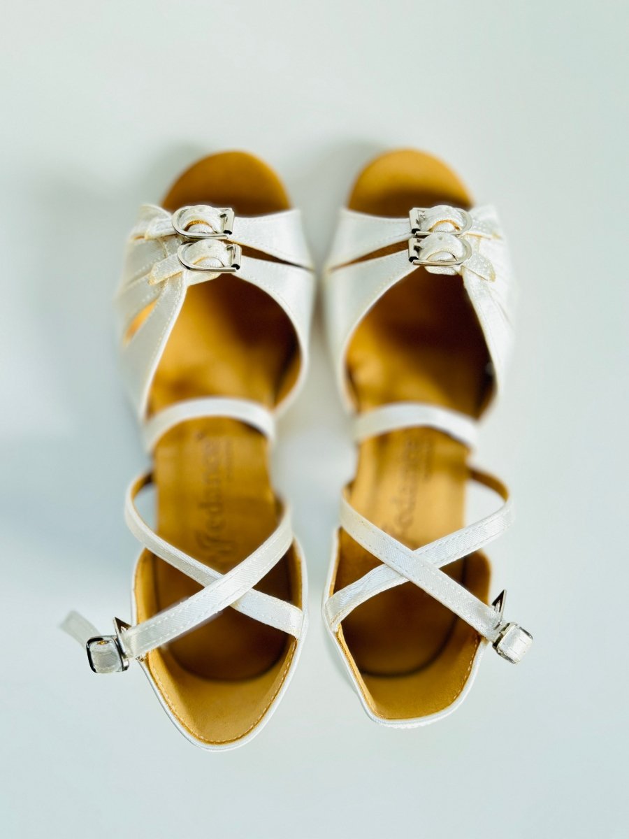 Mia white satin Latin dance shoes