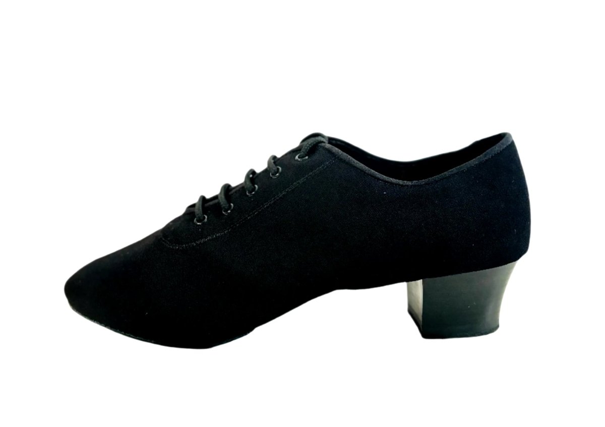 Men's Latin / Salsa Dance Shoes, Black Canvas, 45mm / 1.8" heel