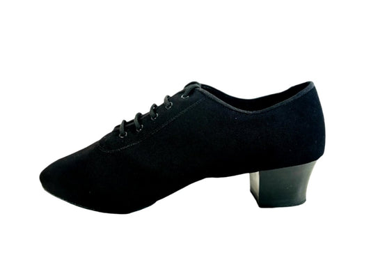 Men's Latin / Salsa Dance Shoes, Black Canvas, 45mm / 1.8" heel
