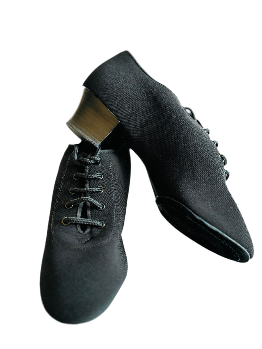 Men's Latin / Salsa Dance Shoes, Black Canvas, 45mm / 1.8" heel