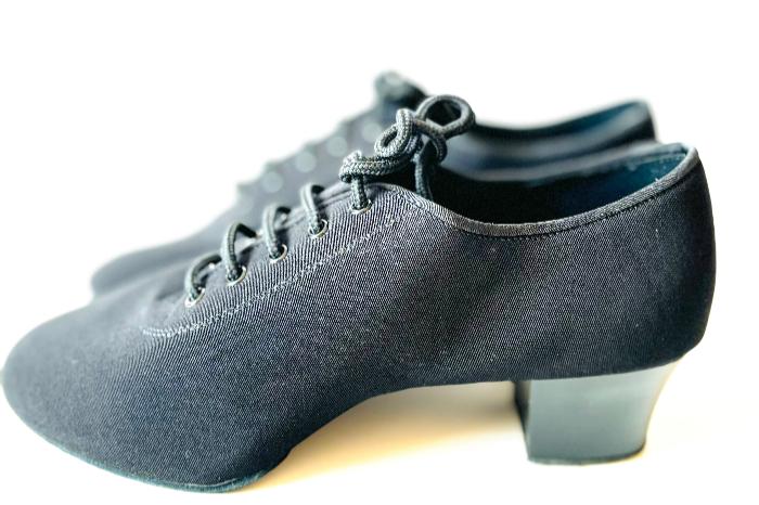 Men's Latin / Salsa Dance Shoes, Black Canvas, 45mm / 1.8" heel