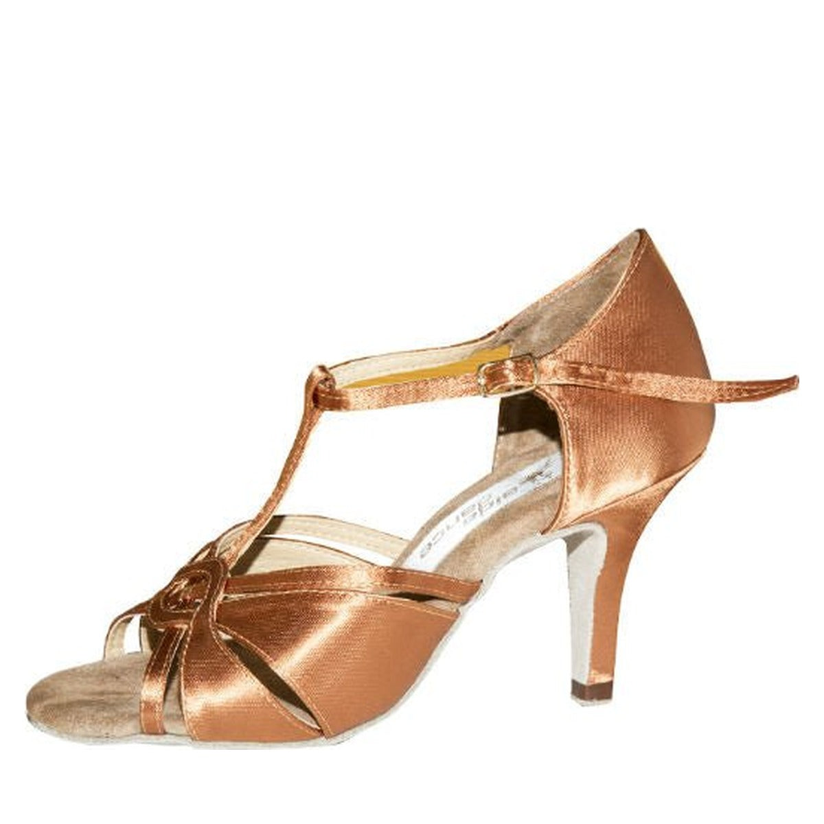 Aida Dance Cindy 073 D - Women's Latin Dance Shoes, Dark Tan Satin, Natural Suede Insole, Fully Customizable