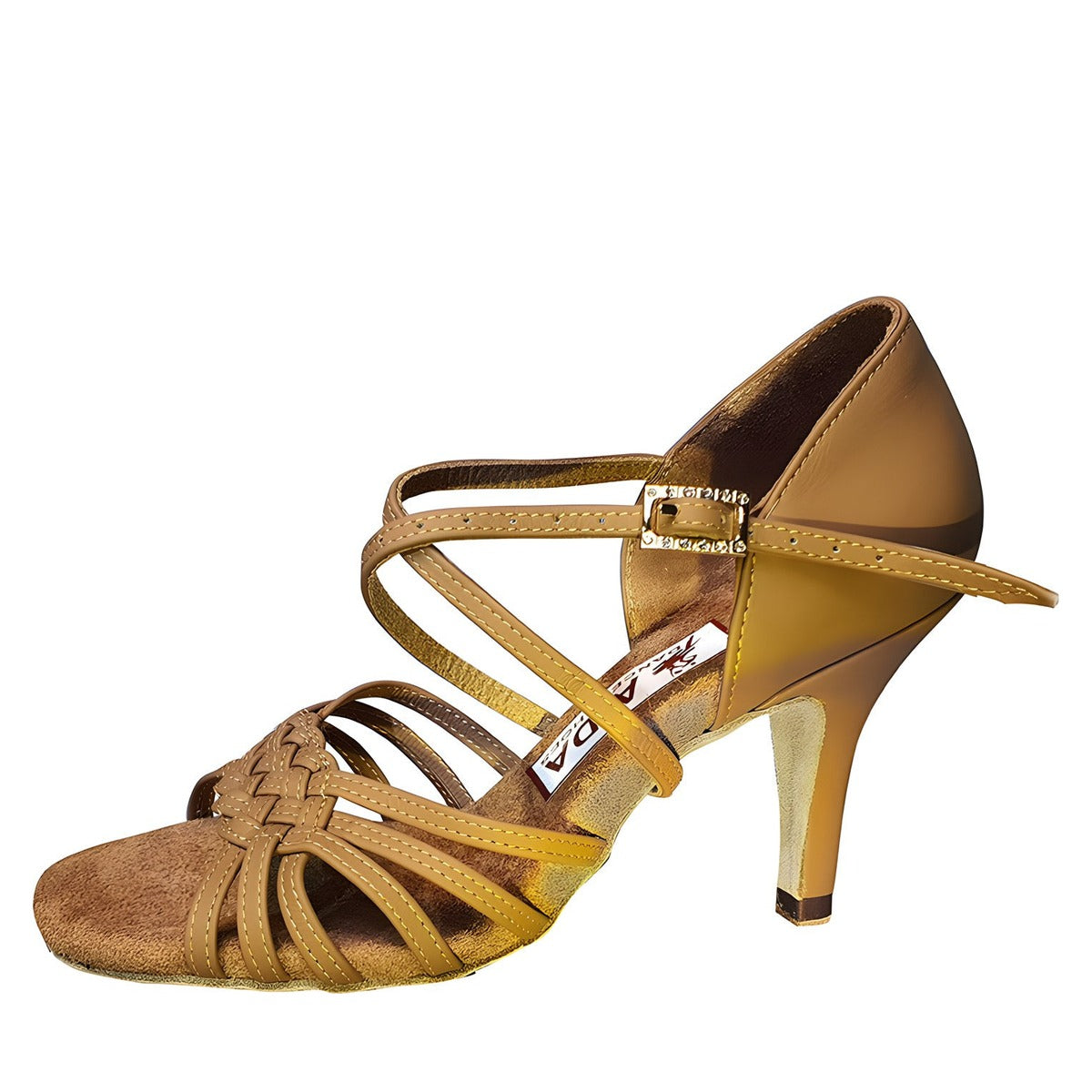 AIDA Andra 080E – Women's Latin Dance Shoes, Six-Strap Vamp — Out Beige Leather