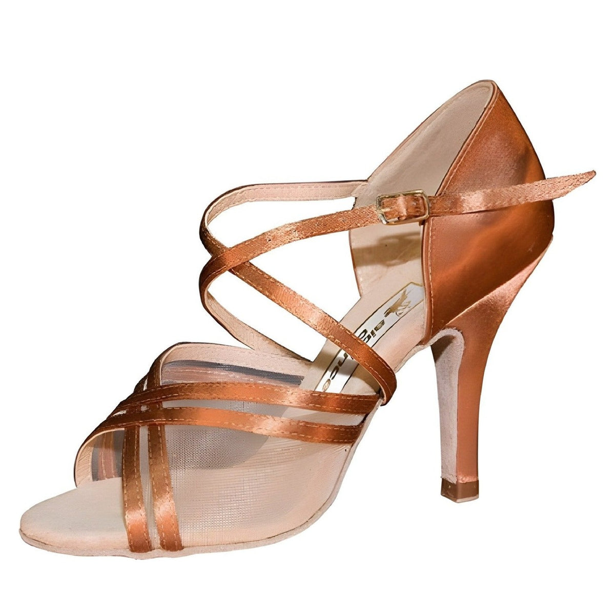 AIDA Rose 066E — Women's Latin Dance Shoes — Dark Tan Satin