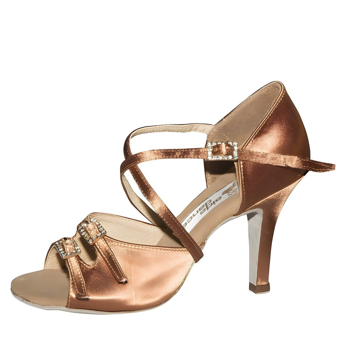 AIDA Alyona 068E — Women's Latin Dance Shoes — Out Beige Satin