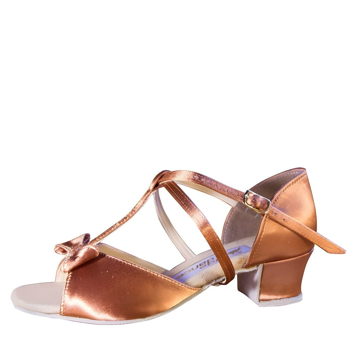 AIDA Sabrina 028E — Girls' Latin Dance Shoes — Dark Tan Satin