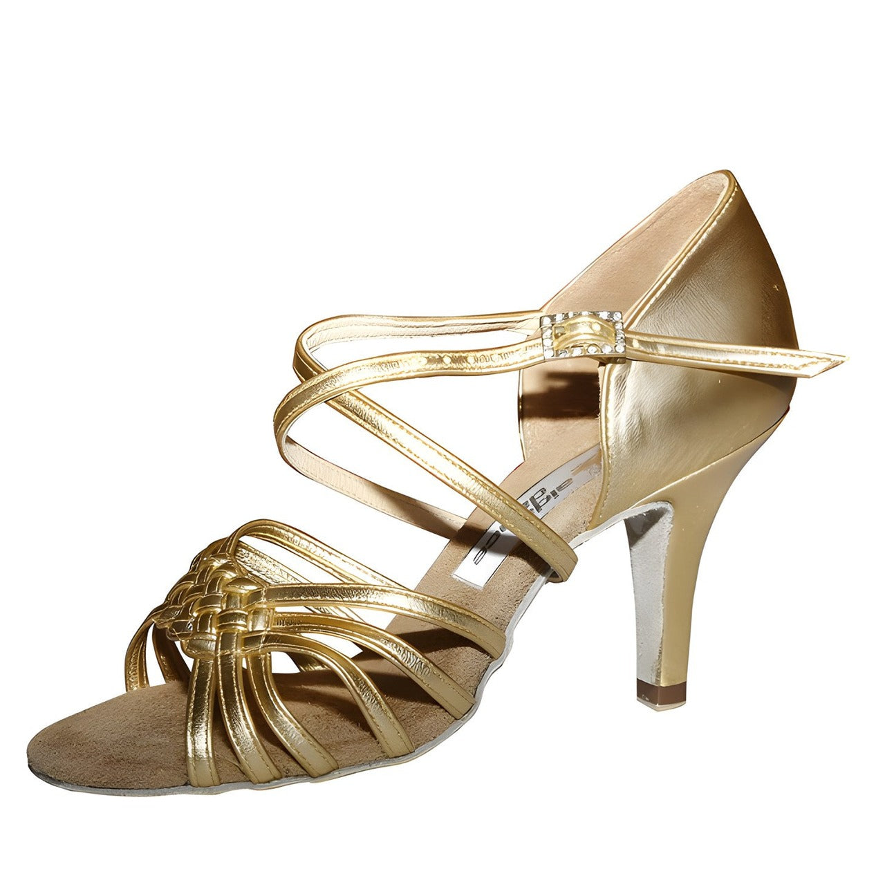 AIDA Andra 080E – Women's Latin Dance Shoes, Six-Strap Vamp — Gold Leather