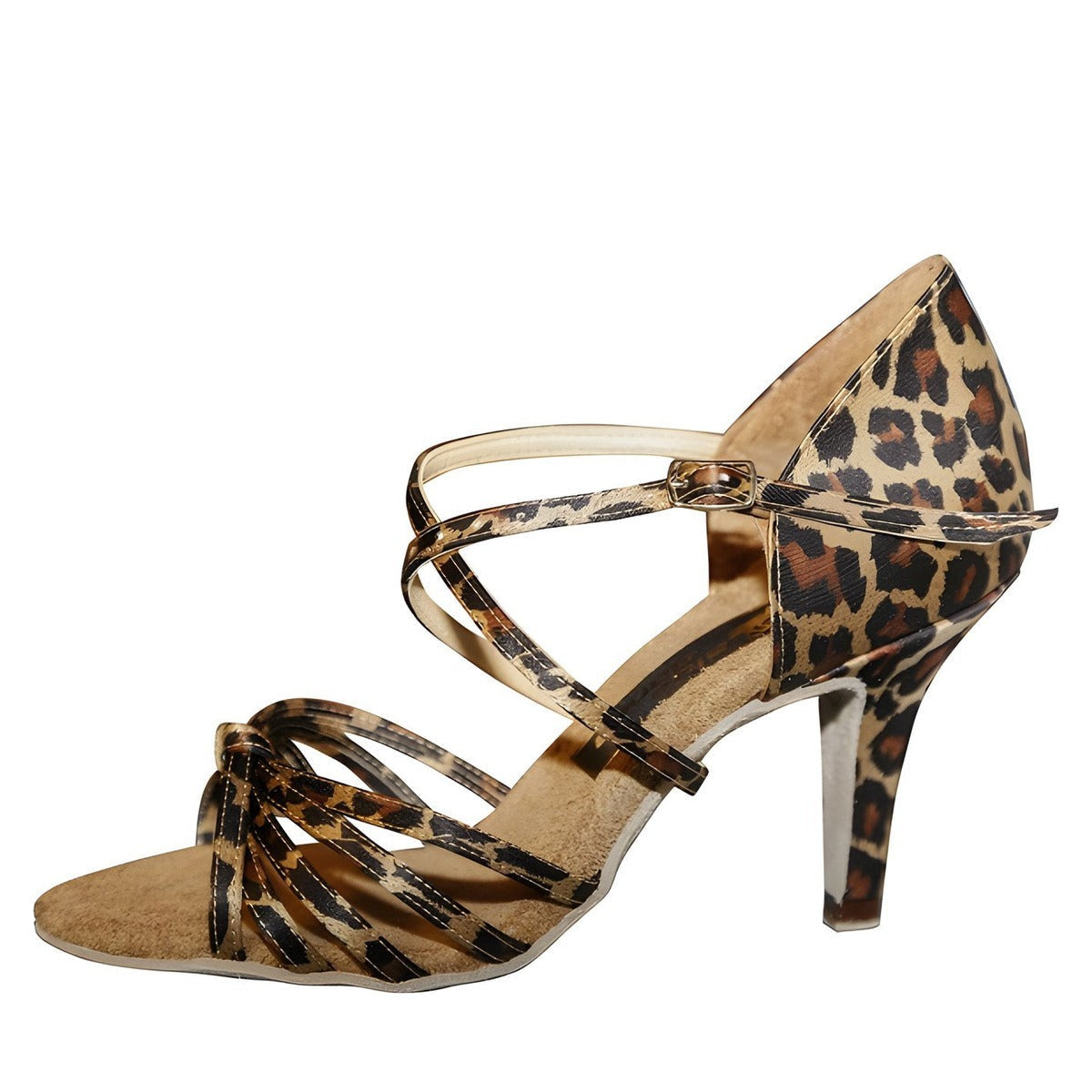 AIDA Cheyenne 081E – Women's Latin Dance Shoes, Closed Vamp — Out Leopard Satin
