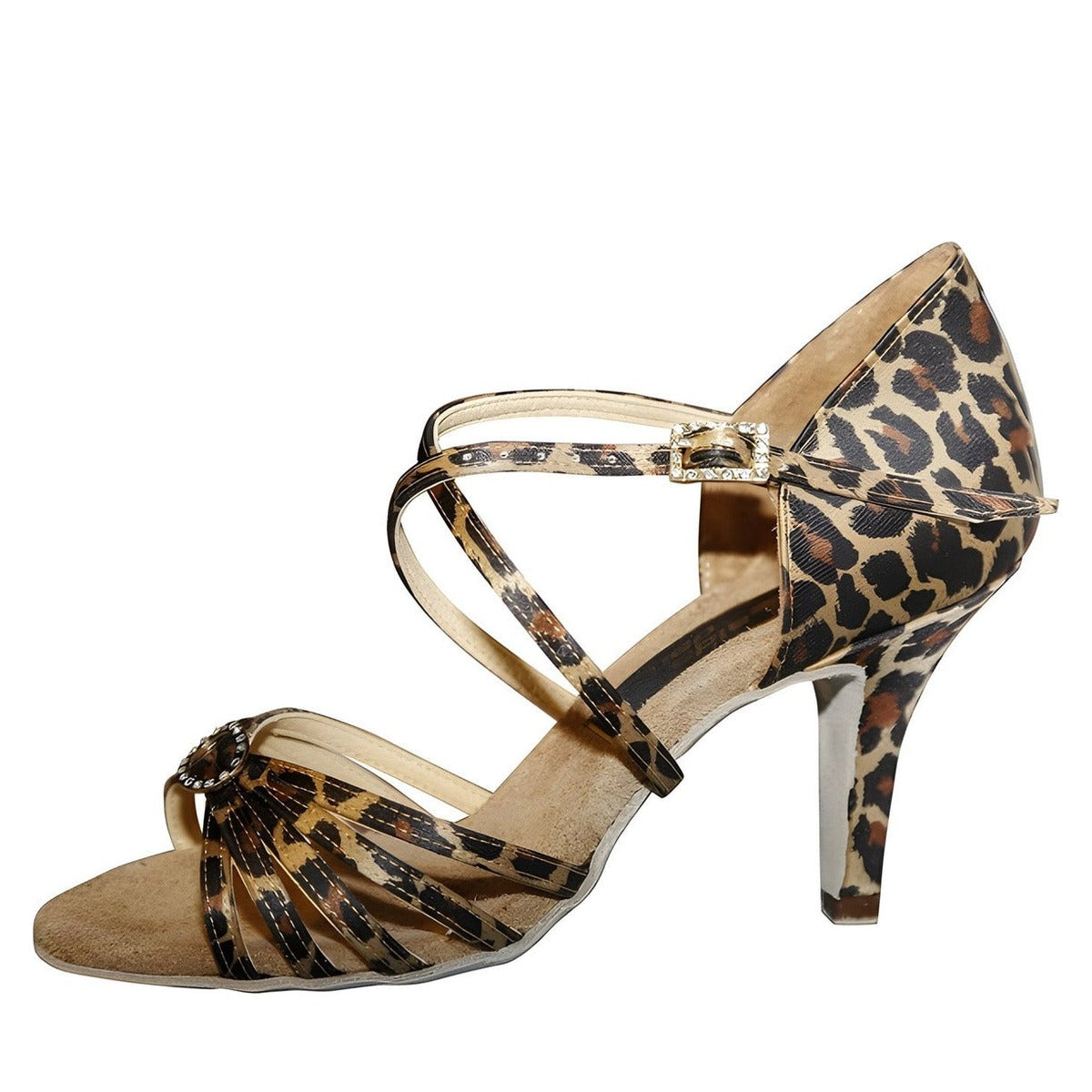 AIDA Amanda 082E – Women's Latin Dance Shoes — Out Leopard Satin