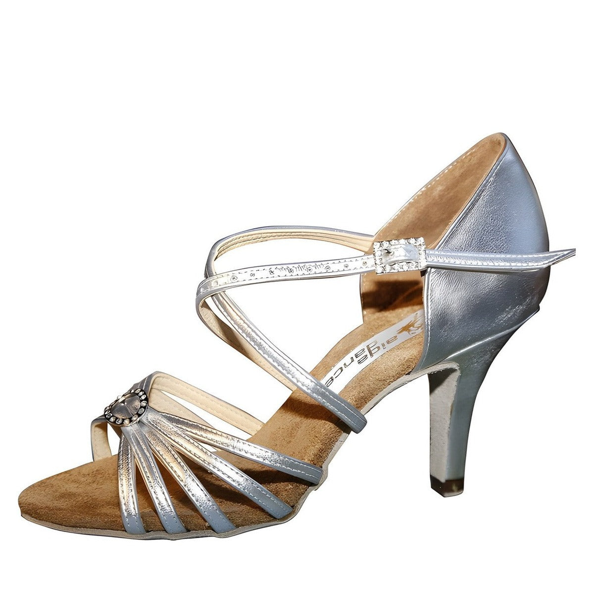 AIDA Amanda 082E – Women's Latin Dance Shoes — Silver Leather