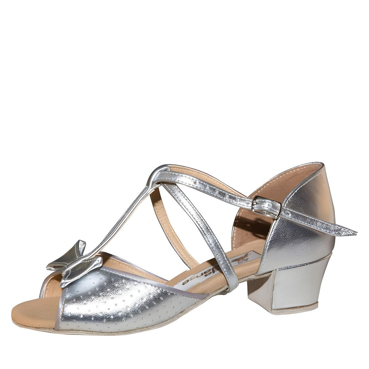 AIDA Sabrina 028E — Girls' Latin Dance Shoes — Silver Leather