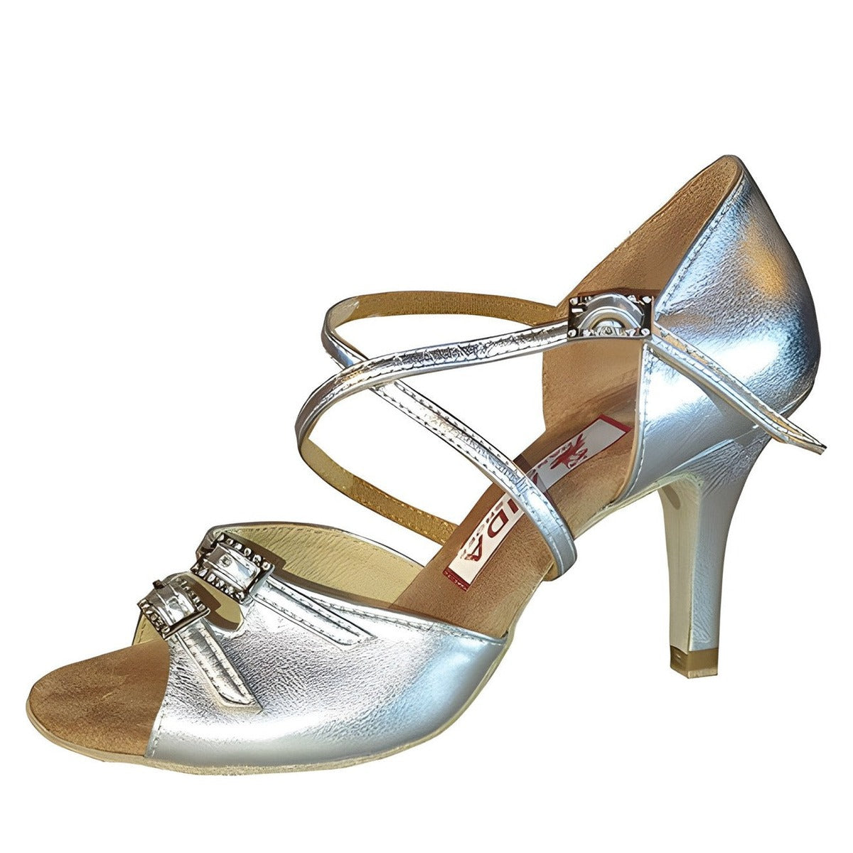 AIDA Alyona 068E — Women's Latin Dance Shoes — Silver Leather