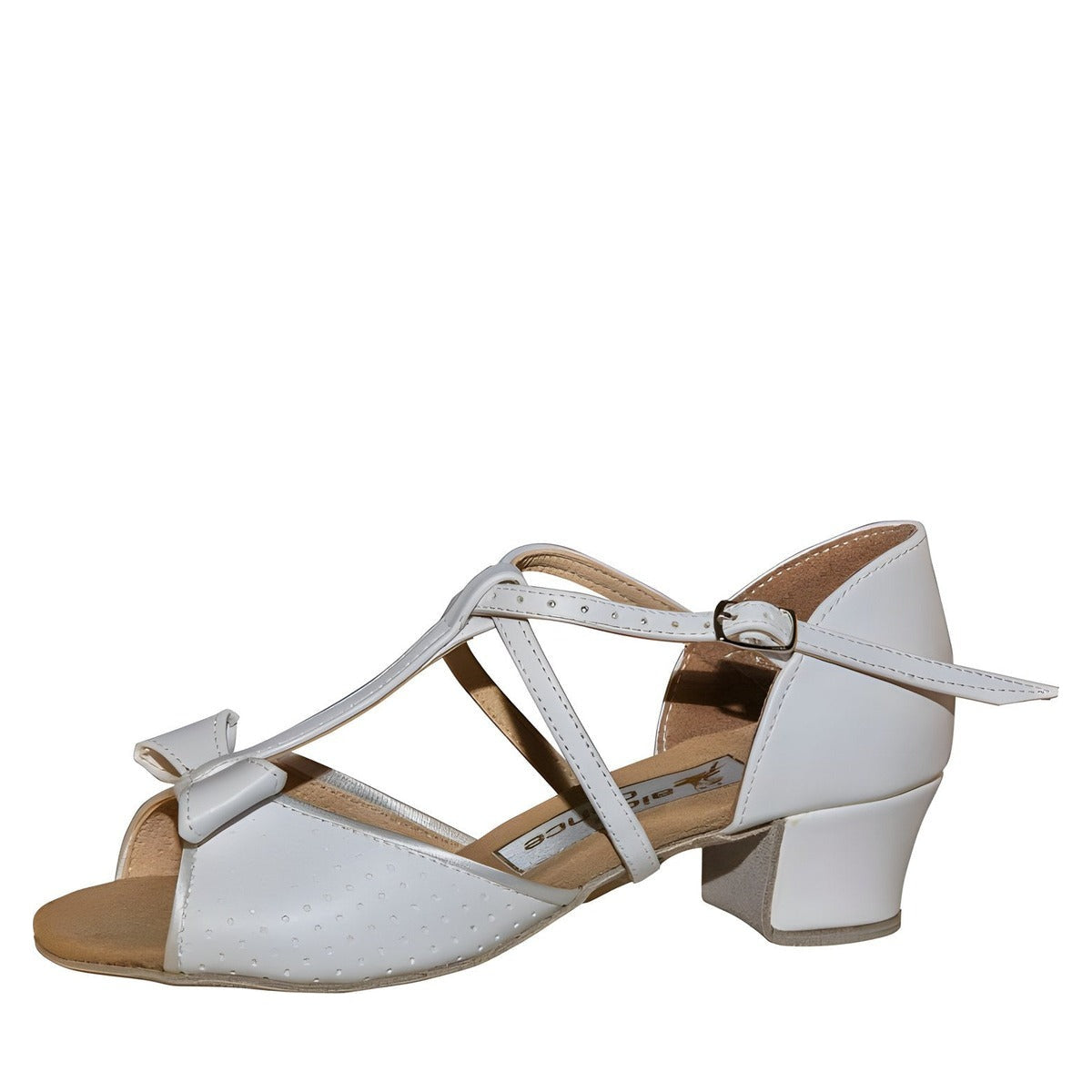 AIDA Sabrina 028E — Girls' Latin Dance Shoes — White Leather