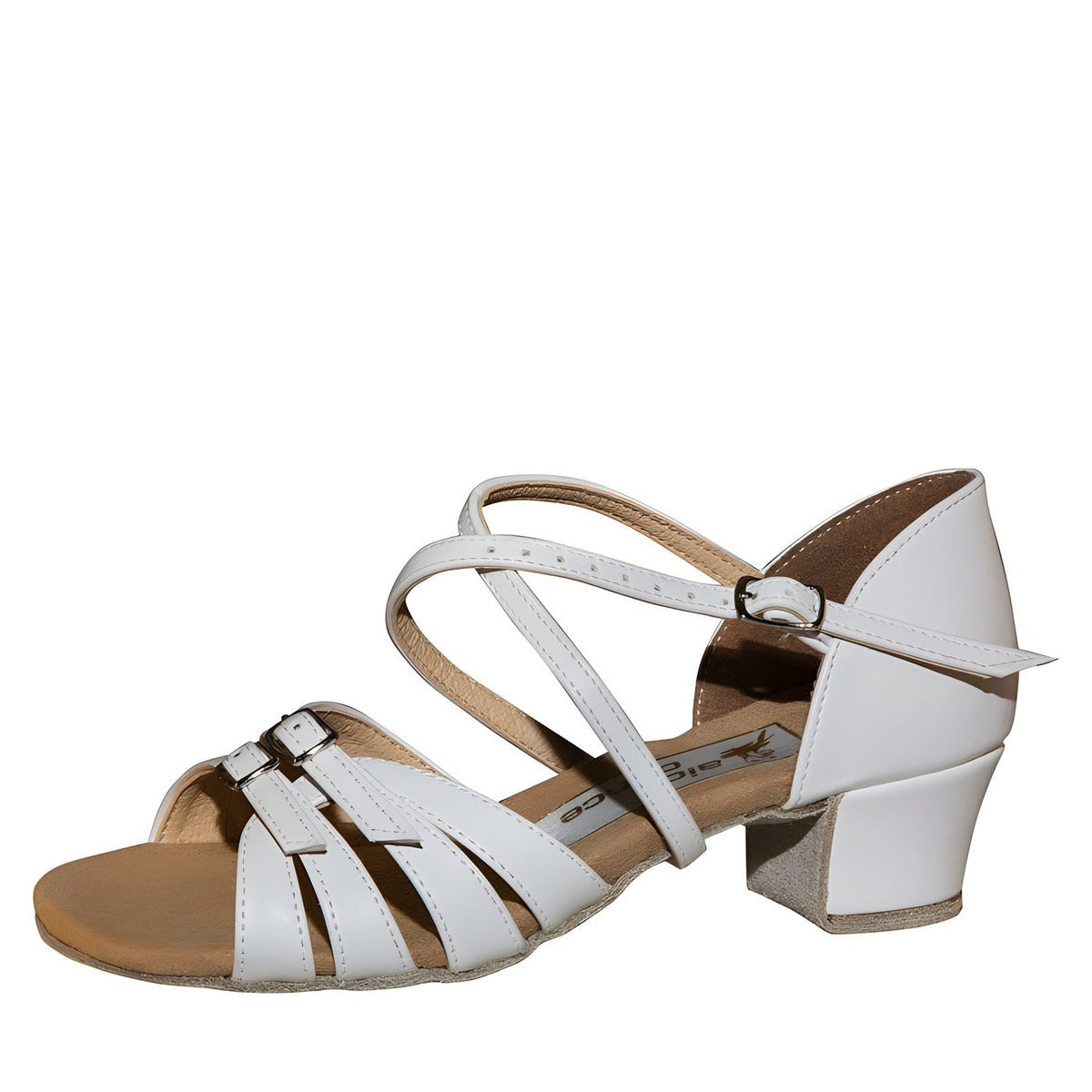 AIDA Tracey 029E — Girls' Latin Dance Shoes — White Leather
