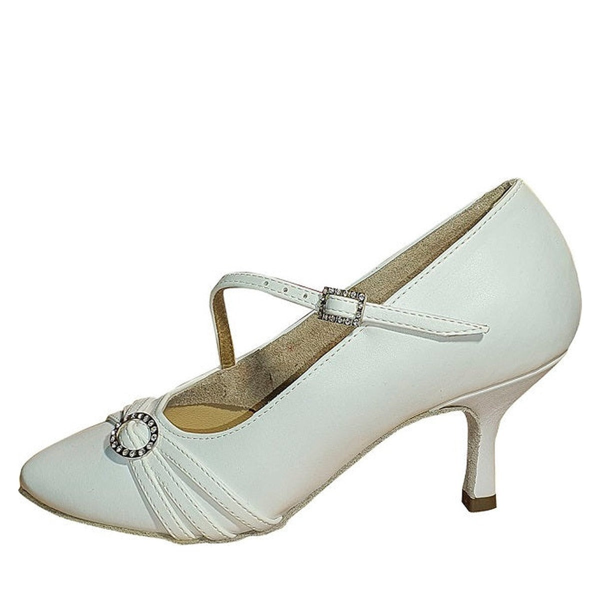 AIDA 040C – Women’s Standard Ballroom Dance Shoes — White Leather