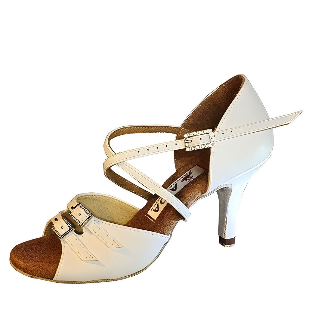 AIDA Alyona 068E — Women's Latin Dance Shoes — Out White Leather