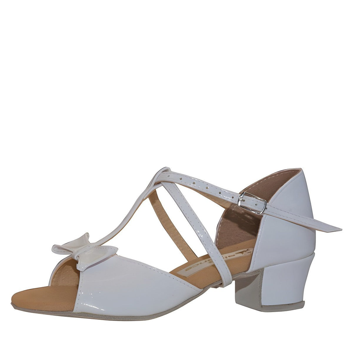 AIDA Sabrina 028E — Girls' Latin Dance Shoes — White Patent