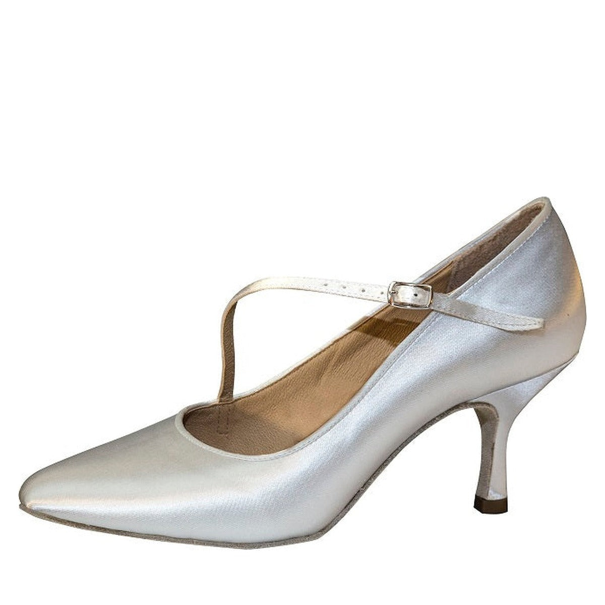 AIDA 040A – Women’s Standard Ballroom Dance Shoes — White Satin