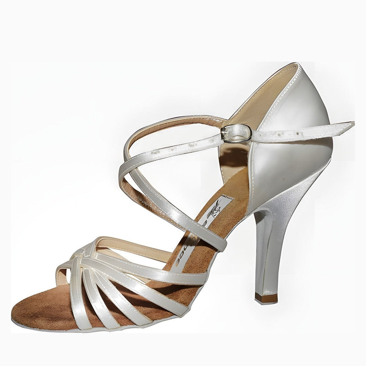 AIDA Karina 070E – Women's Latin Dance Shoes — White Satin