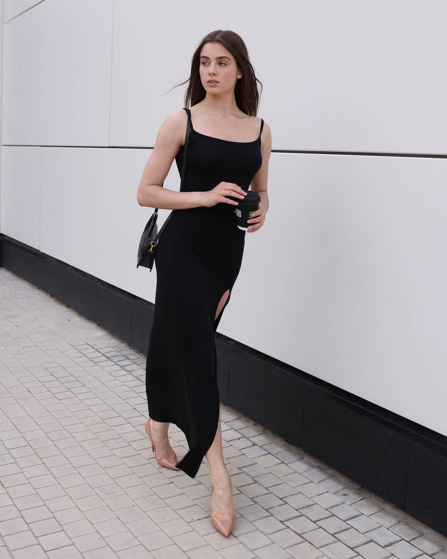 Slight Black Bamboo Maxi Dance Dress