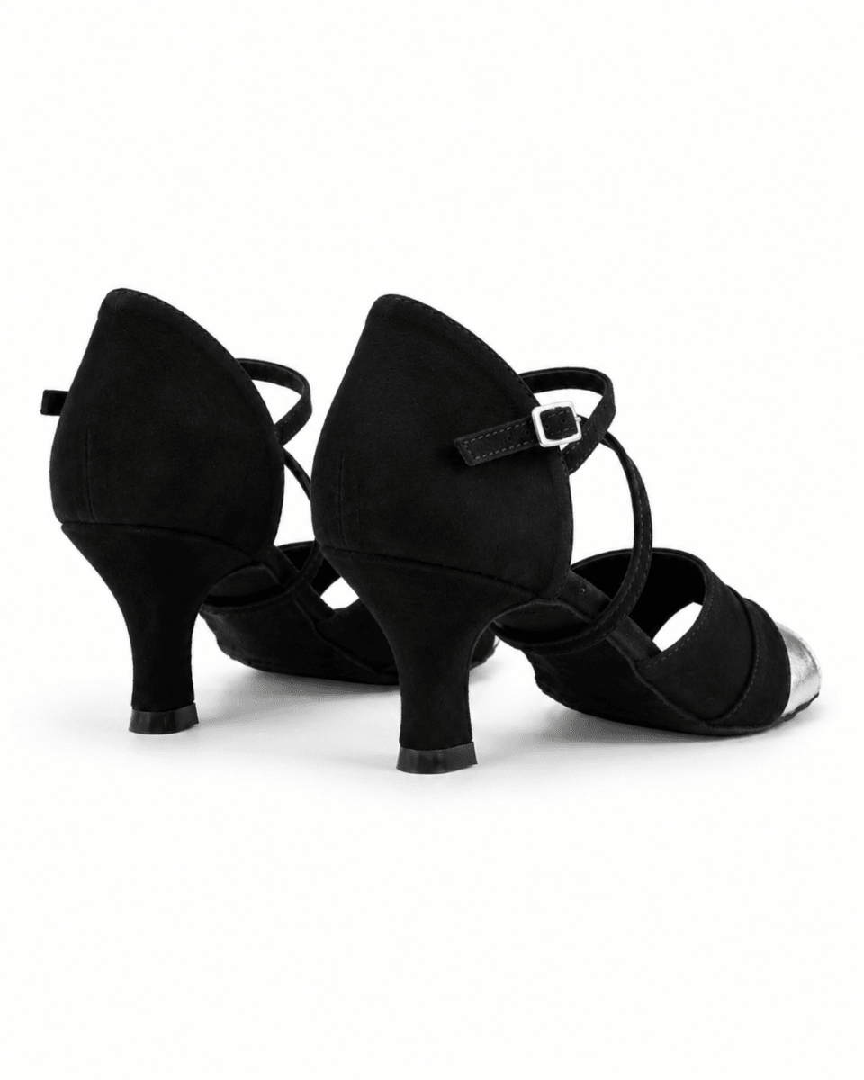 Premium Black Suede Latin Dance Shoes with Silver Accent – 5 cm Heel - Wedance Vibe - Wedance