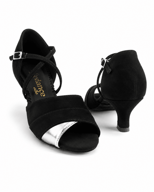 Premium Black Suede Latin Dance Shoes with Silver Accent – 5 cm Heel - Wedance Vibe - Wedance