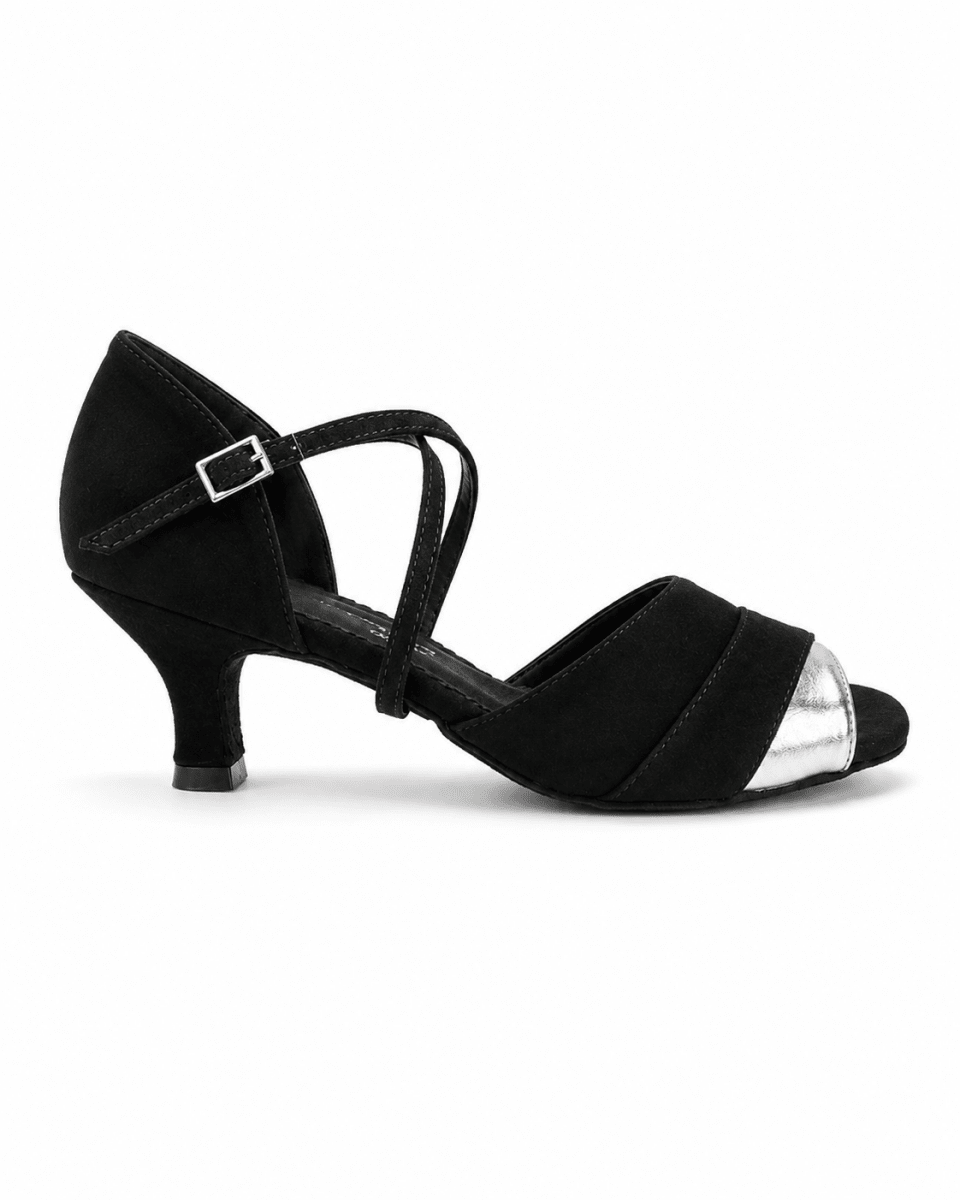 Premium Black Suede Latin Dance Shoes with Silver Accent – 5 cm Heel - Wedance Vibe - Wedance