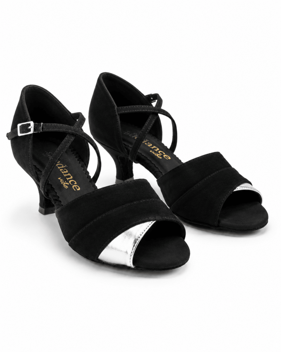 Premium Black Suede Latin Dance Shoes with Silver Accent – 5 cm Heel - Wedance Vibe - Wedance