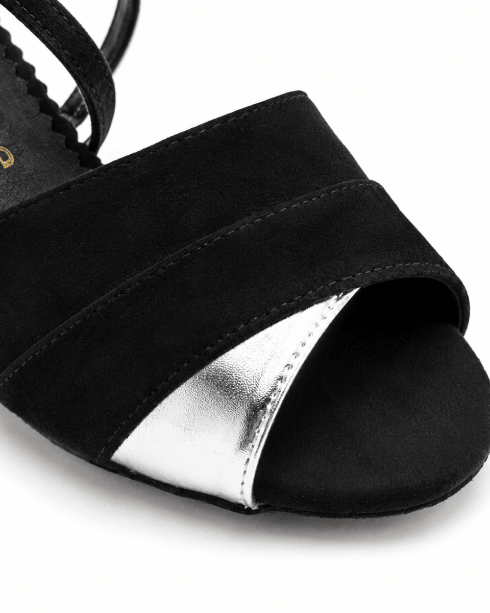 Premium Black Suede Latin Dance Shoes with Silver Accent – 5 cm Heel - Wedance Vibe - Wedance