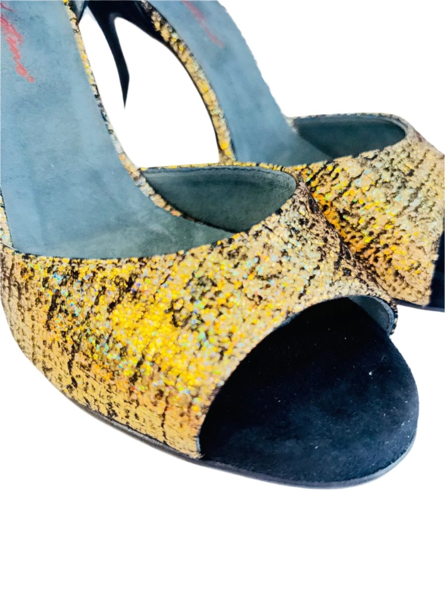 Tango Dance Shoes, Black & Gold, Rosso Latino