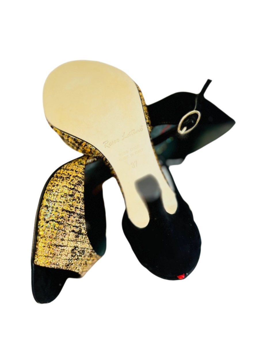 Tango Dance Shoes, Black & Gold, Rosso Latino