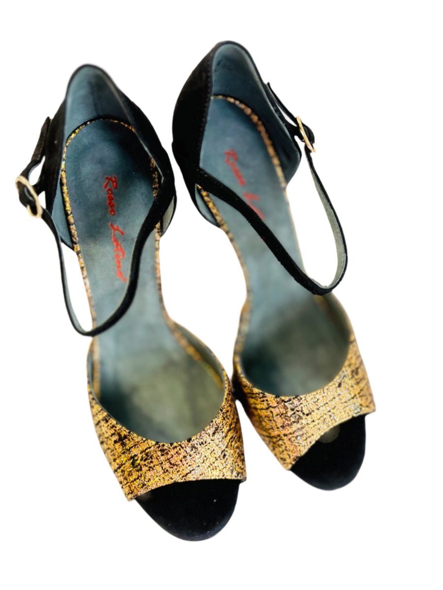 Tango Dance Shoes, Black & Gold, Rosso Latino