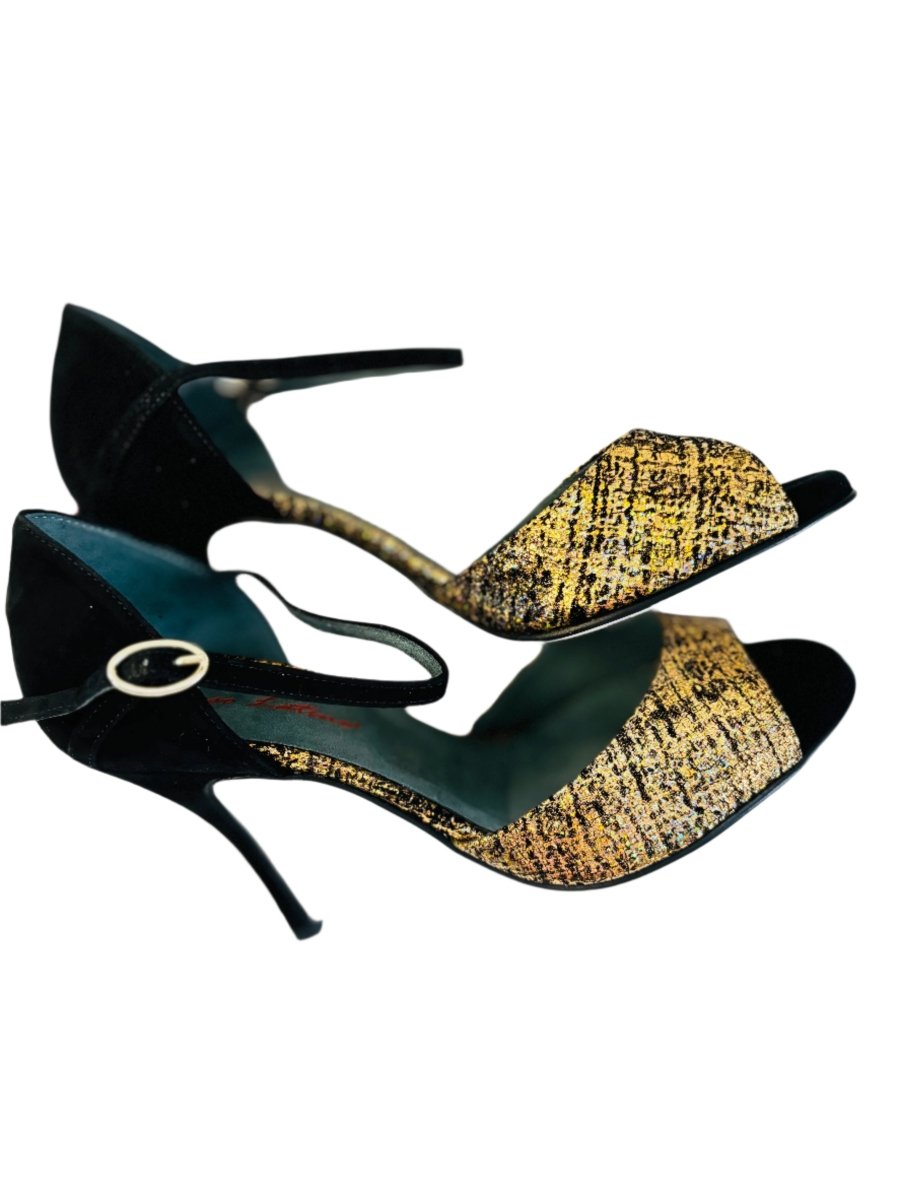 Tango Dance Shoes, Black & Gold, Rosso Latino