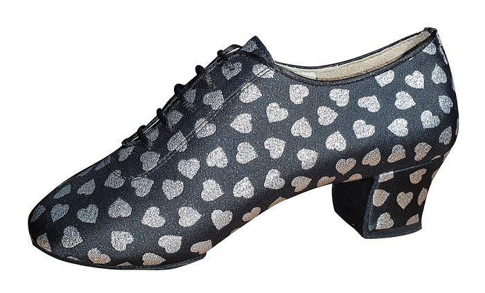 AIDA 121D – Women's Latin Practice Dance Shoes — Silver Black Hearts