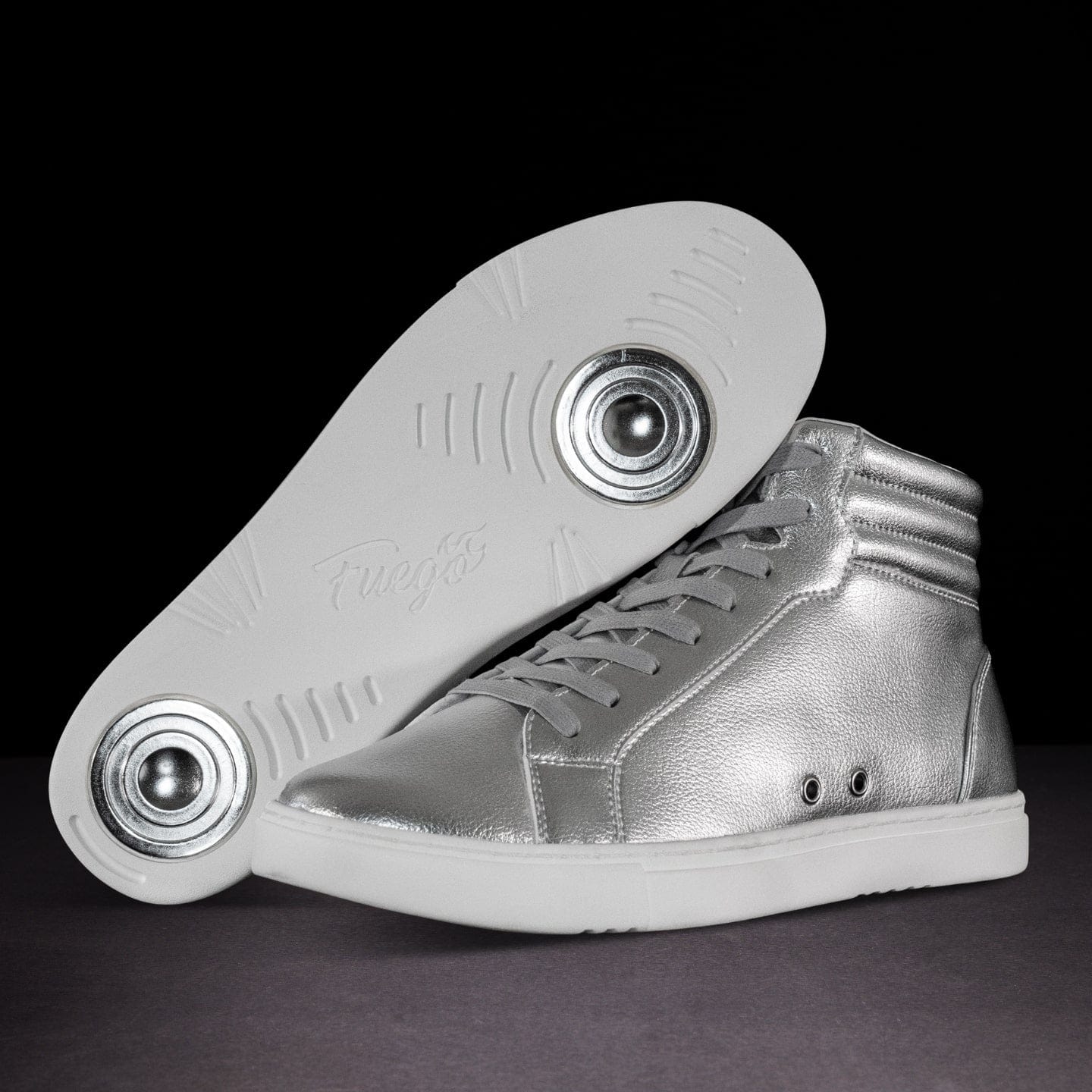 Fuego Silver High-Top Dance Sneakers