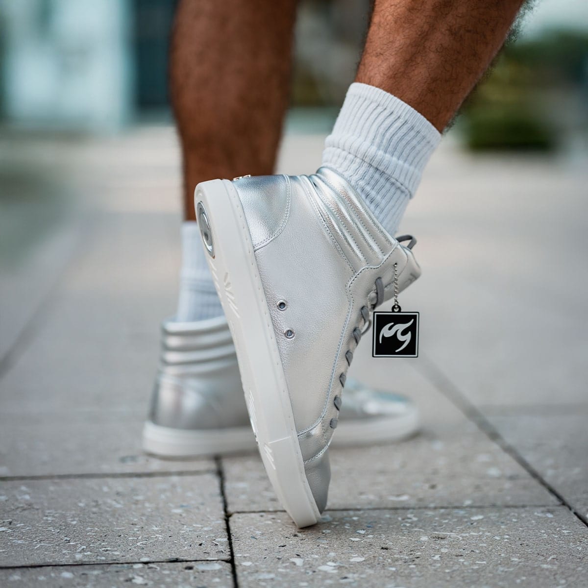 Fuego Silver High-Top Dance Sneakers